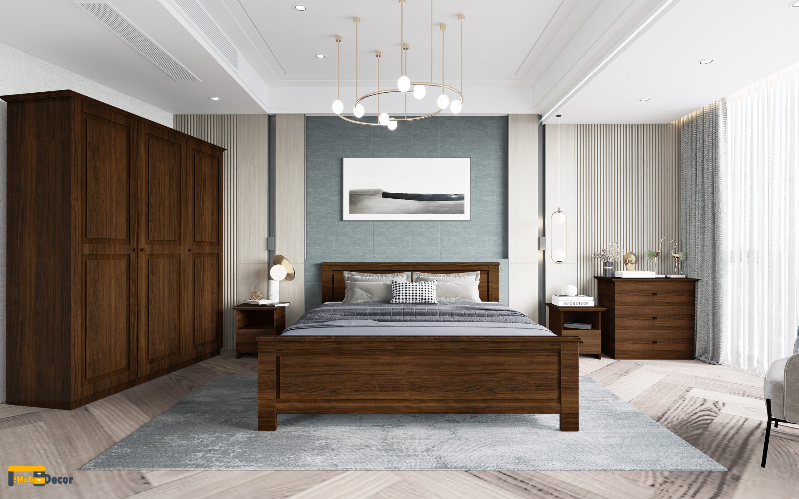 Solid wood furniture adds a rustic and authentic note
